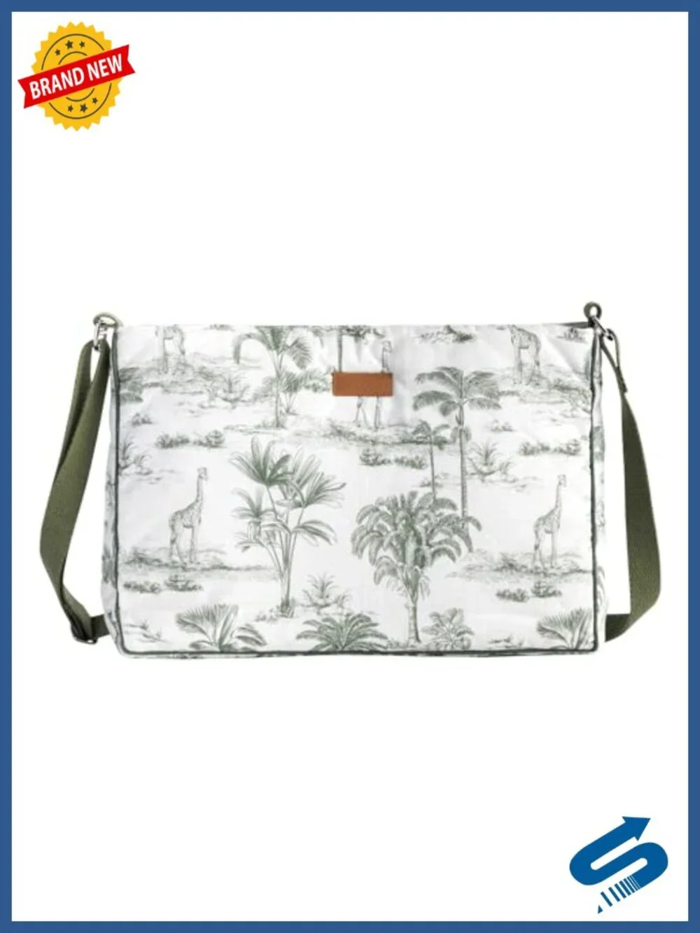 Cotton Crossbody Shoulder Bag with Multi Zippered Pockets